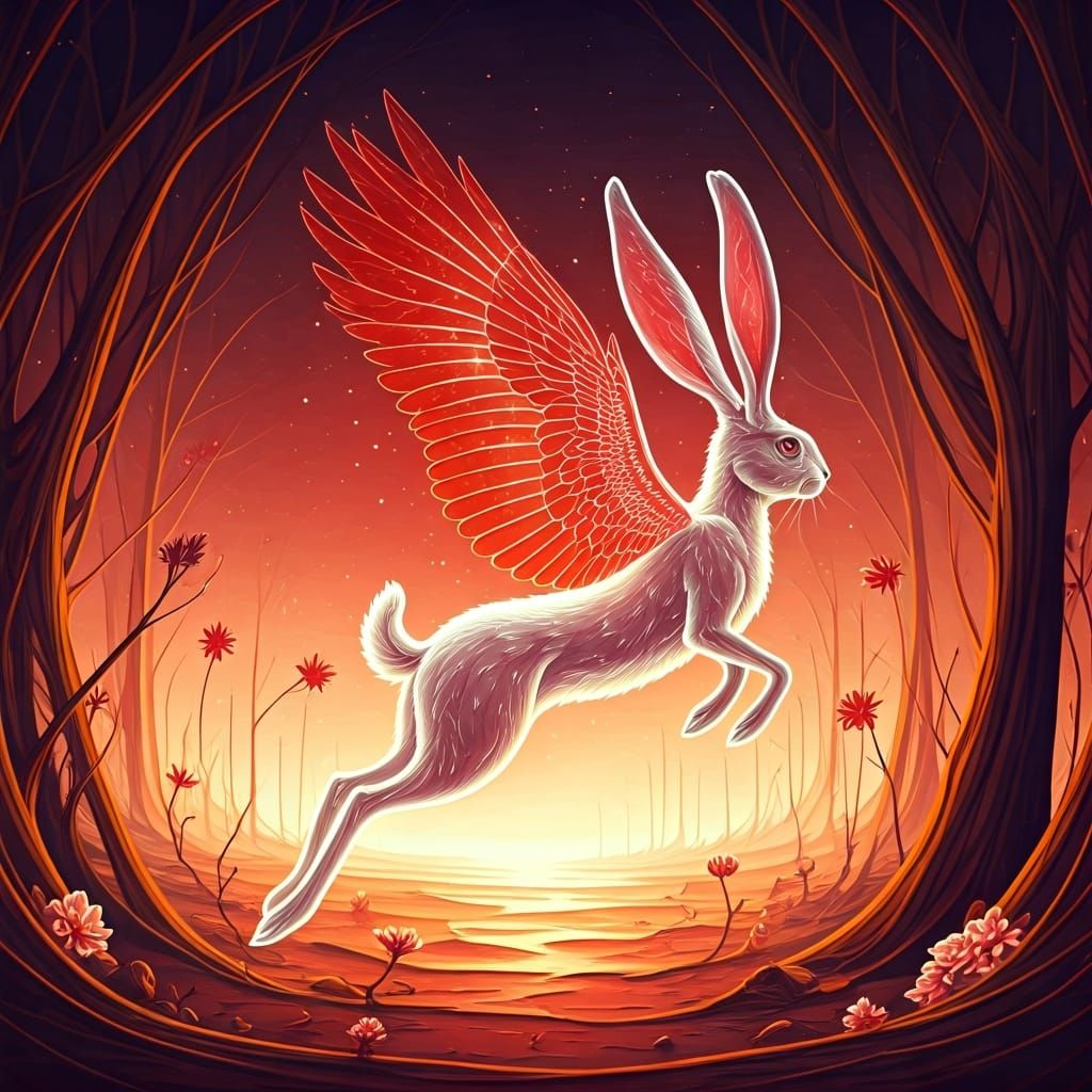 Demonic Jackrabbit in a Dead World: Bioluminescent Wings