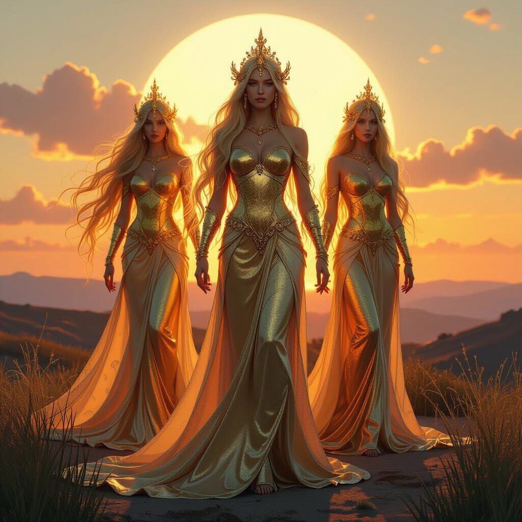 Golden Goddess Hecate in the Sunset