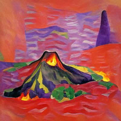 Volcano Eruption in Fauvist Style