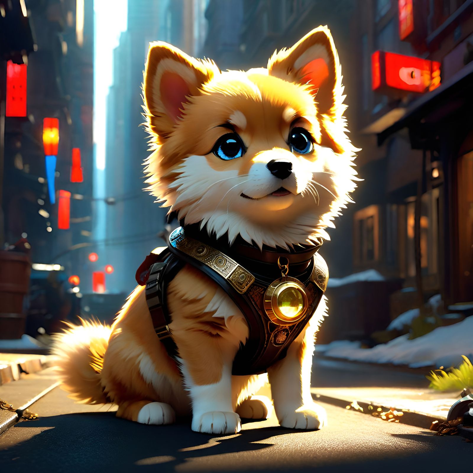 Adorable Anthropomorphic CatDog with Intricate Details