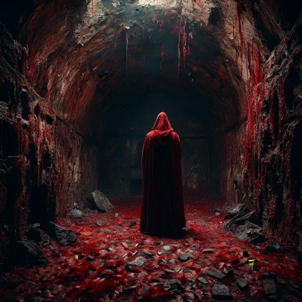 Ominous Ritual in Dimly Lit Chamber