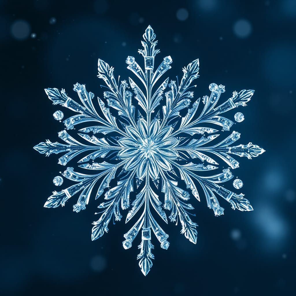 Magnified Snowflake: Intricate Digital Matte Painting