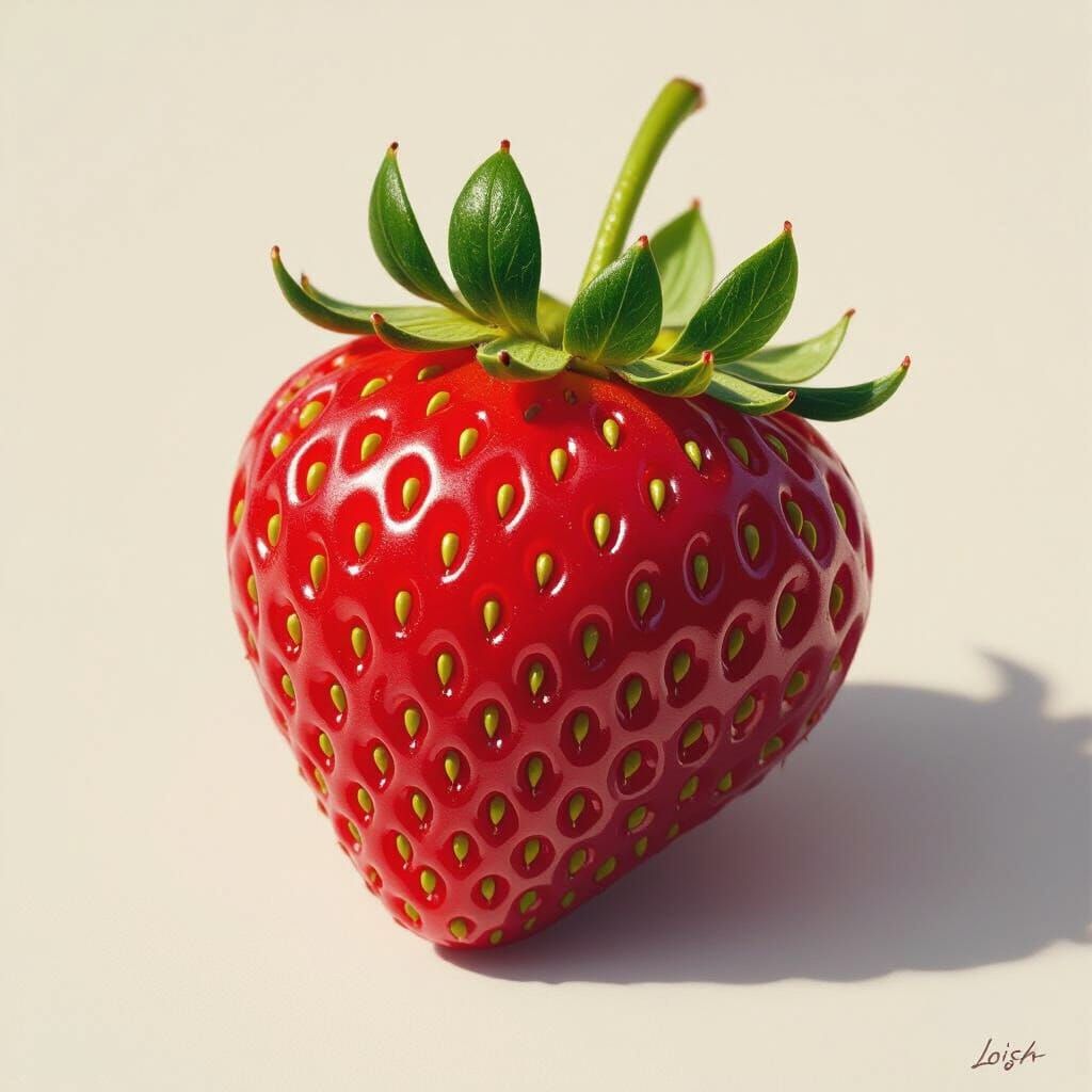 Strawberry Surface Close-Up in Hyperrealistic Style