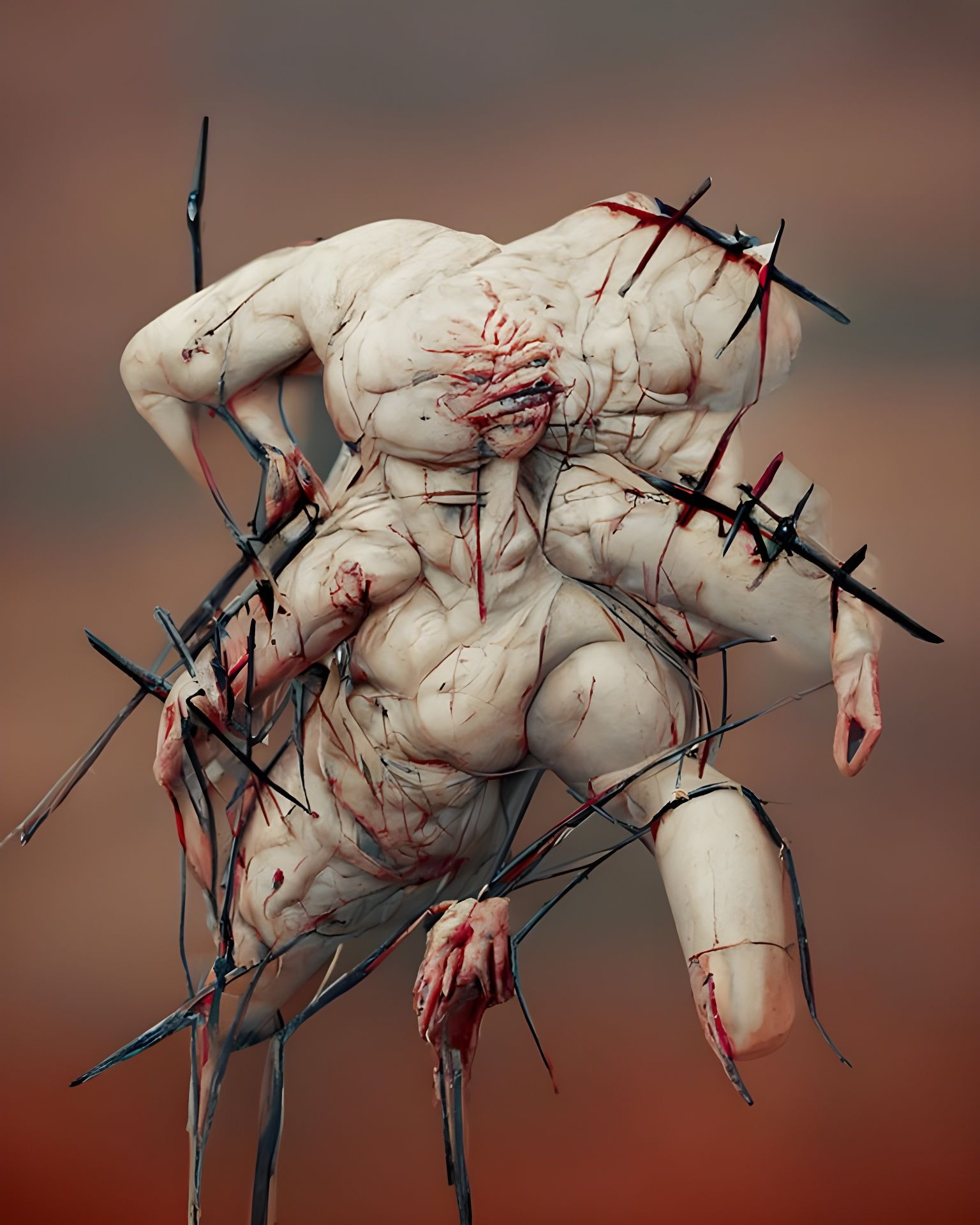 Sinister Grotesque Humanoid in an Angry Pose