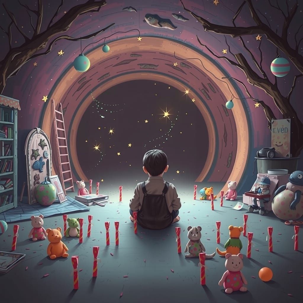 Kidcore Pastel Playground with Neon Lights