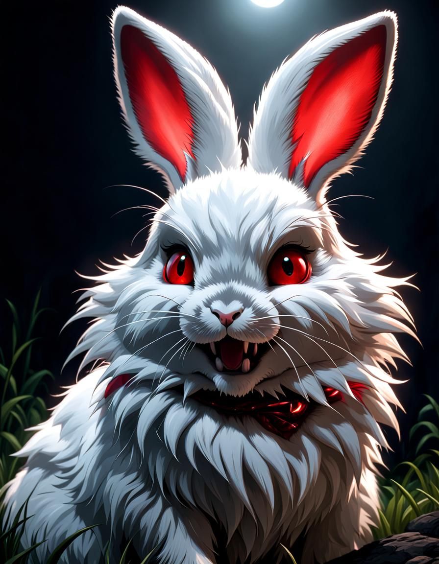 Menacing Macabre Rabbit in Tim Burton Style