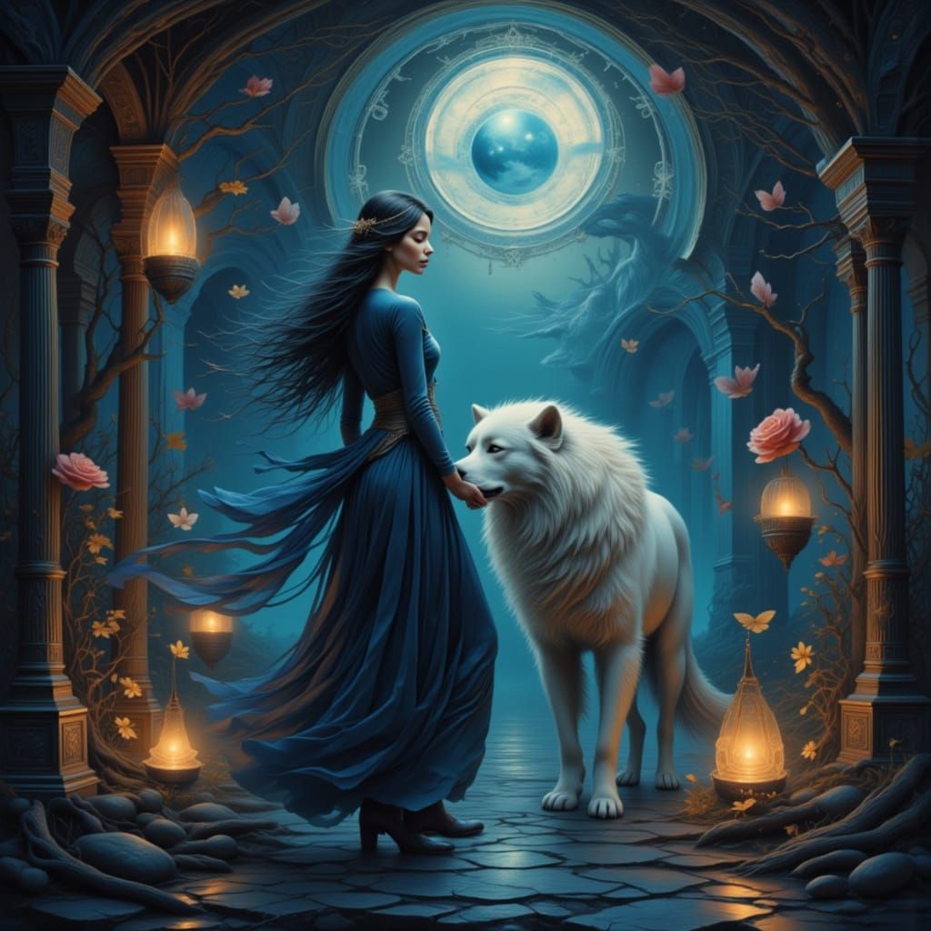 enchantress of the night with her faithful hound