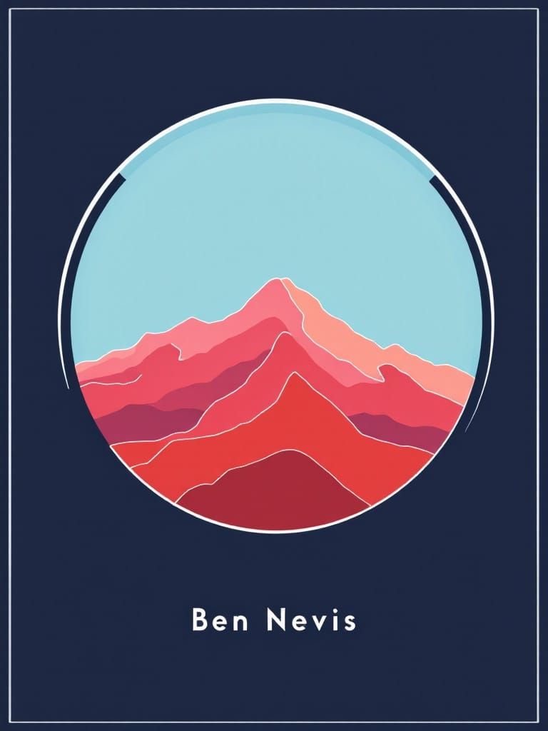 Minimalist Ben Nevis Elevation Profile in Modern Circular Fr...