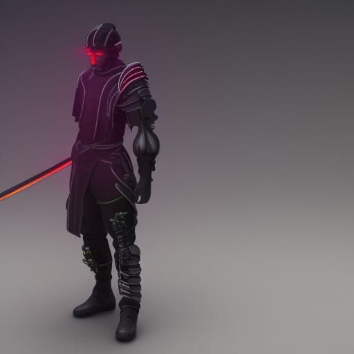 Cyberpunk Swordsman Concept Art in 8k