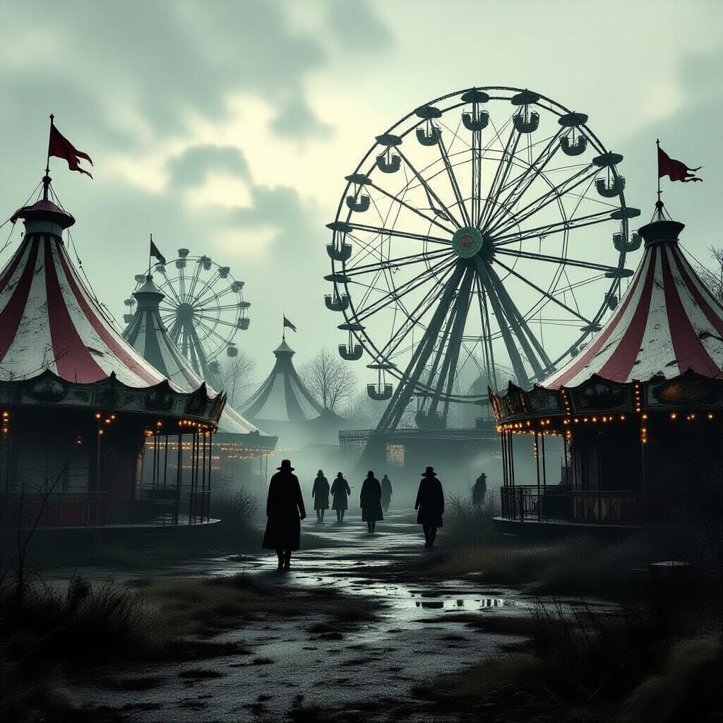 Villain's Lair: Overgrown Carnival in Vintage Photo Style