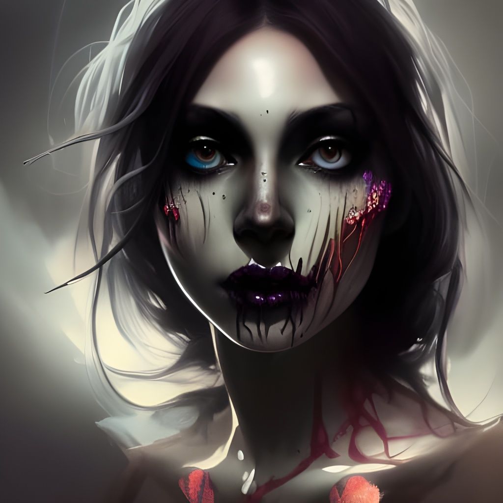 Undead Girl Portrait in Detailed Digital Art Style