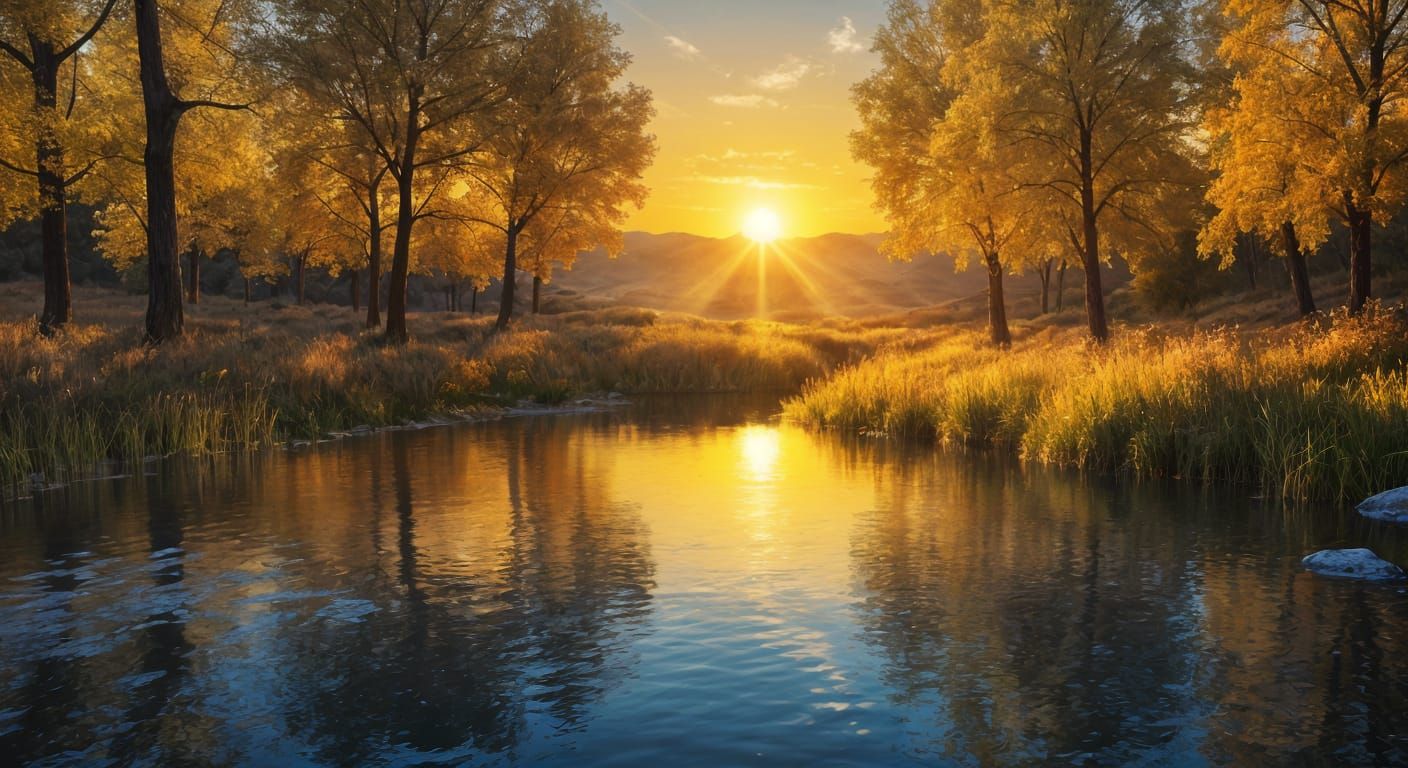 Abstract 3D Landscape of August in Golden Hour