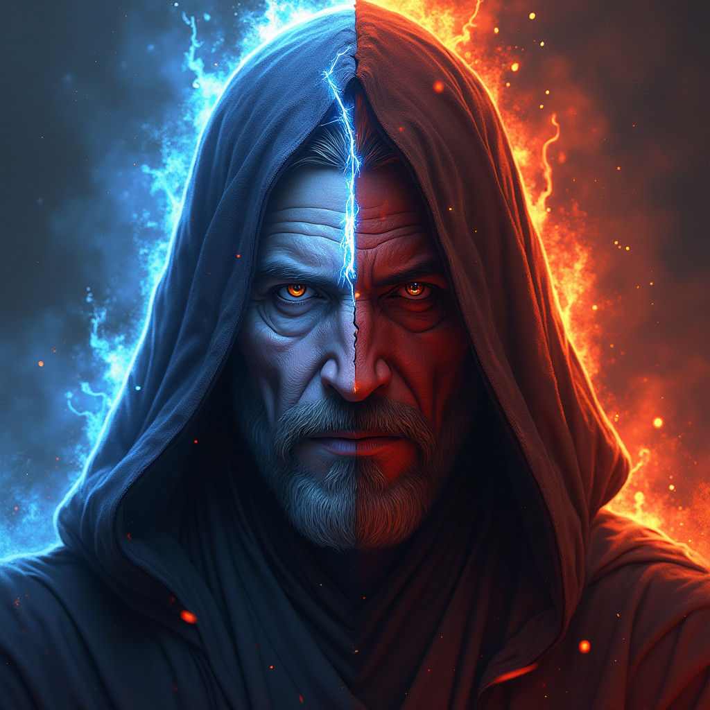 Darth Revan: Light and Dark Jedi Split Portrait