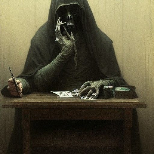 The grim reaper playing poker