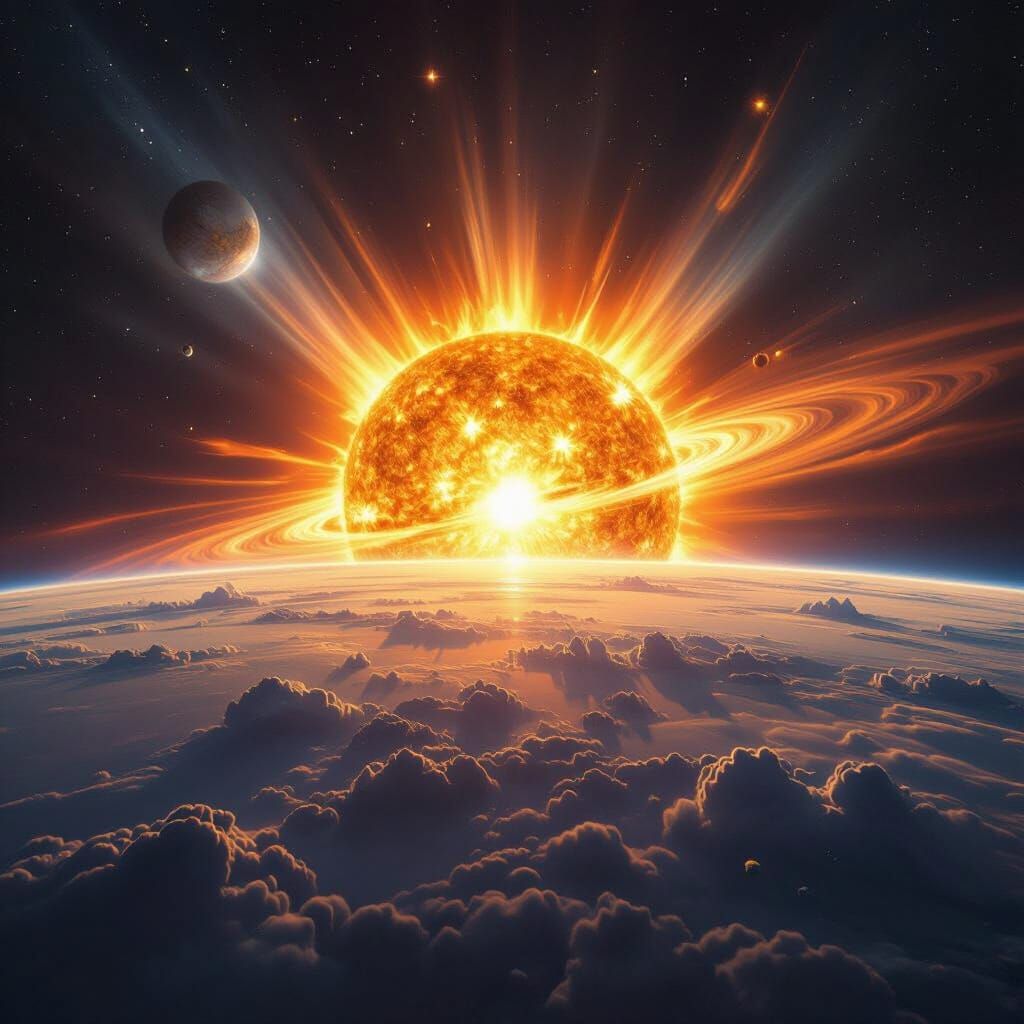 Sun's Micro-Nova and Earth Pole Shift in Digital Matte Paint...