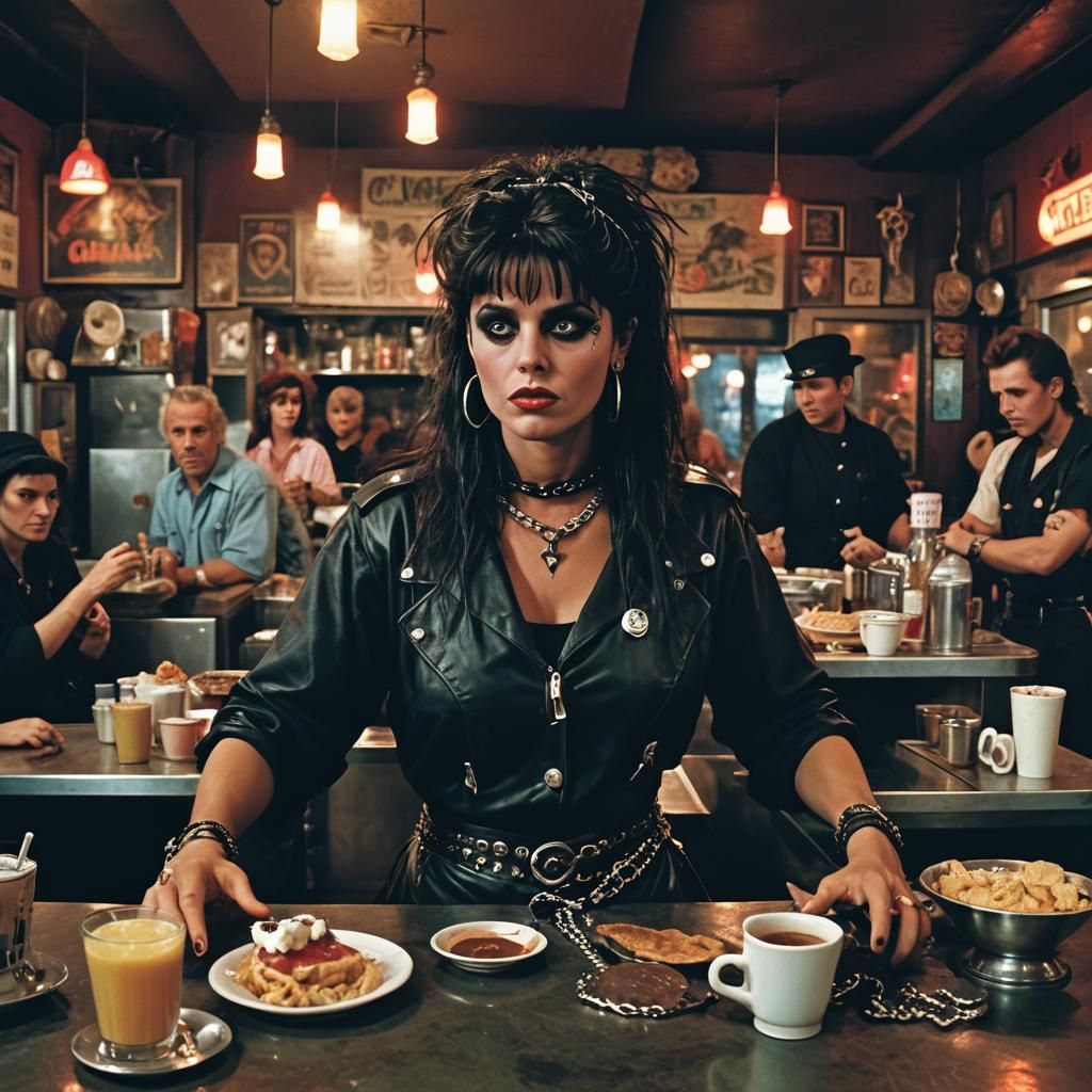 Biker Chick at the Cafe