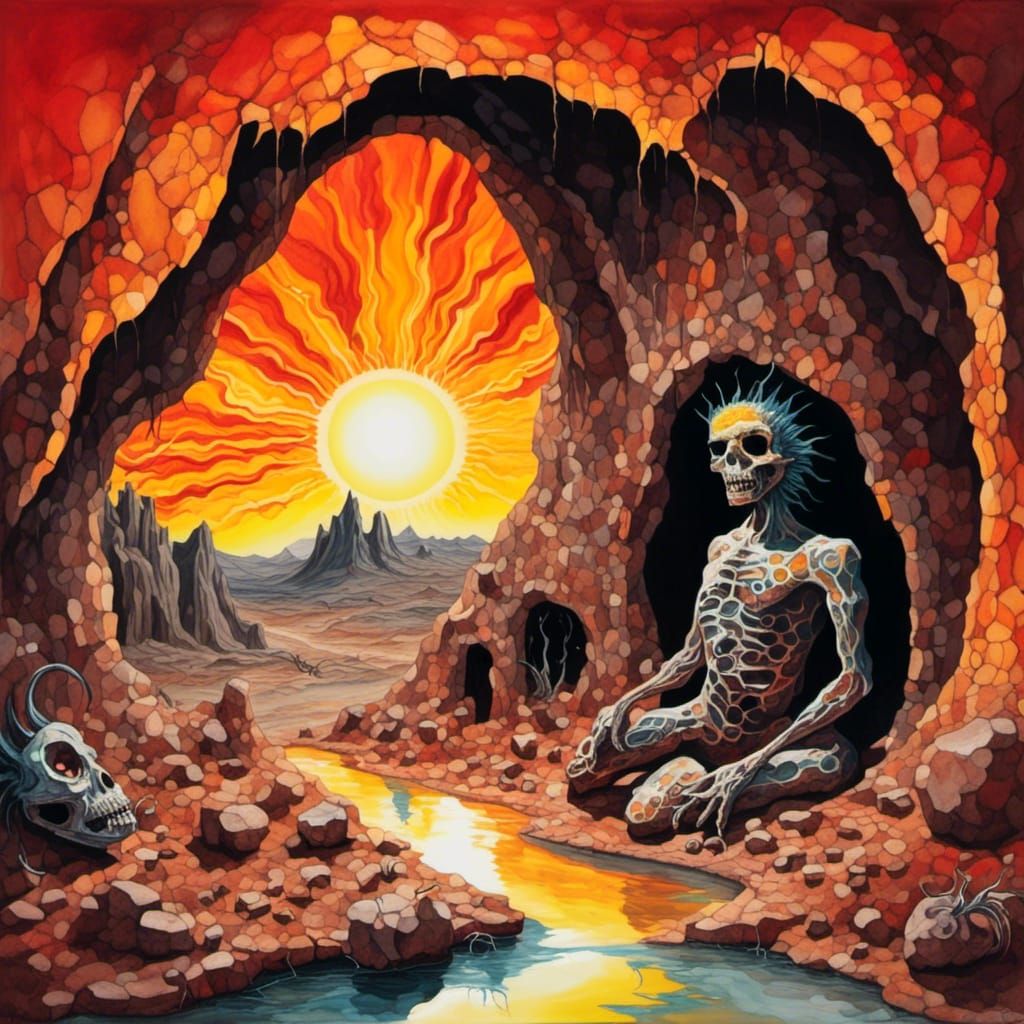 <lora:Hot Demonic Weather:1.0> Inside a cave, Surrealist, sc...