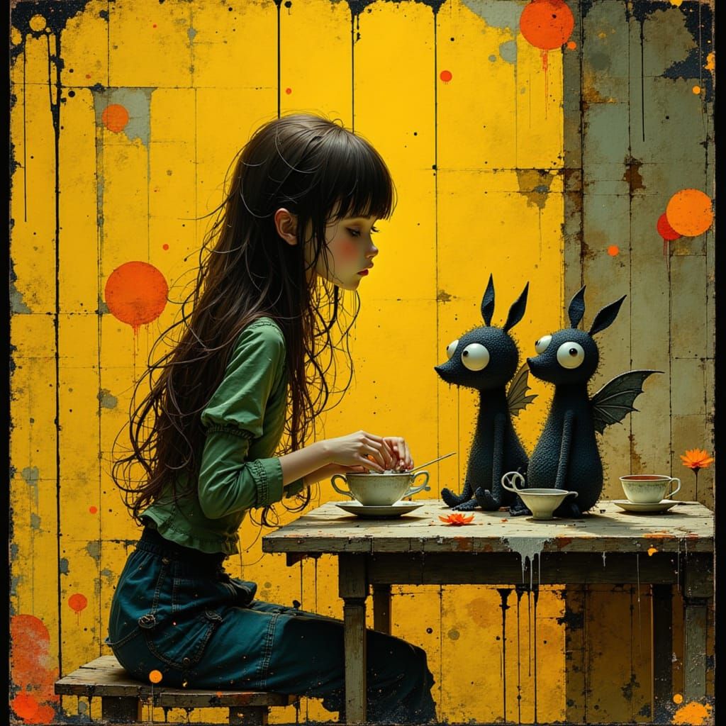 Whimsical Tea Party with Winged Stuffed Animals