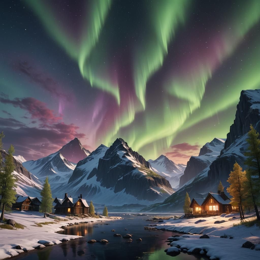 Detailed Northern Lights Fantasy Concept Art