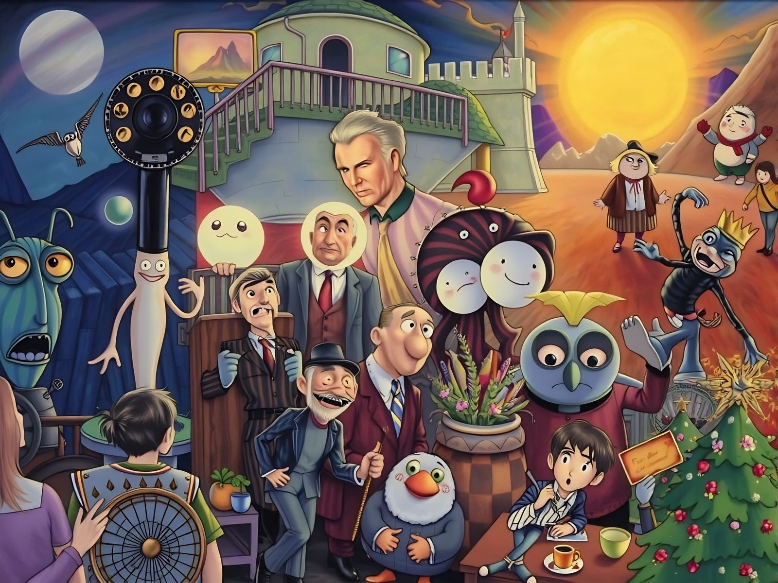 Cosmic Dreamscapes in Whimsical Collage Art