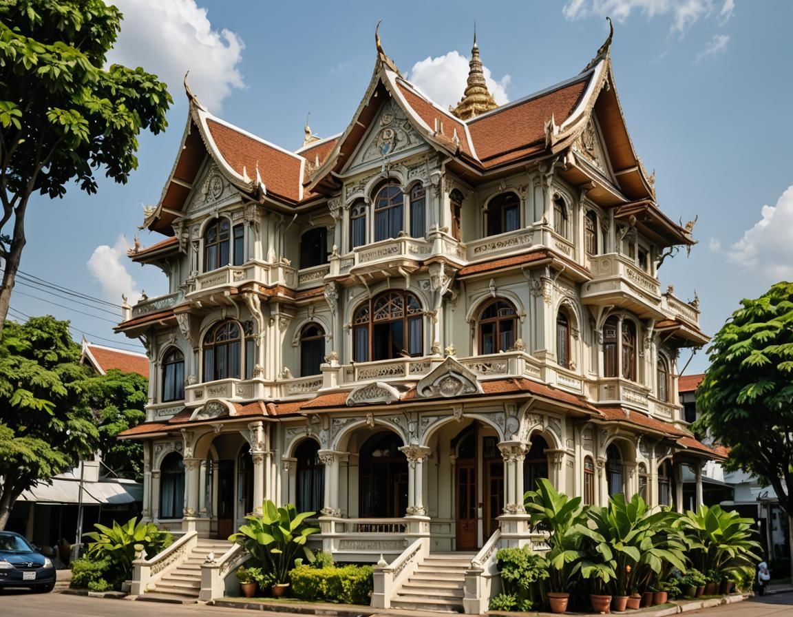 Bangkok House in Art Nouveau Rococo Architecture