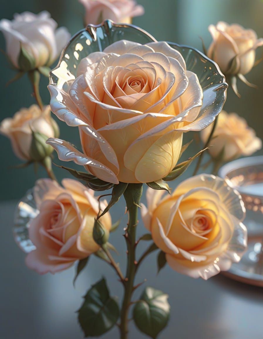 Glass Rose in Hyper-Realistic Digital Art