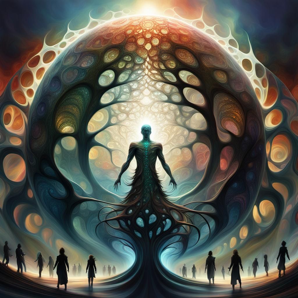 Shimmering Aura Envelops a Canvas in Vibrant Fractal Pattern...