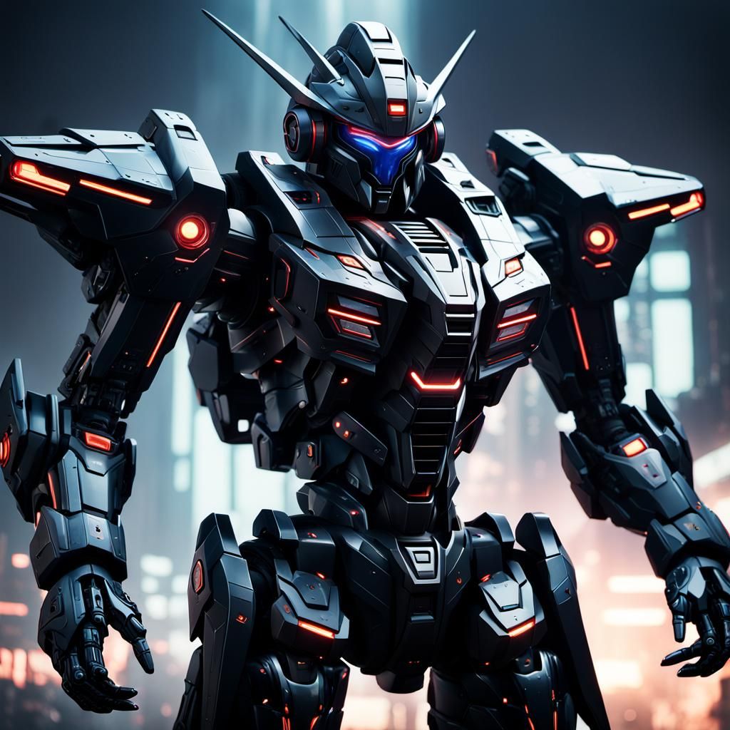 Futuristic Extraterrestrial Gundam Mech Suit in Detailed Mat...