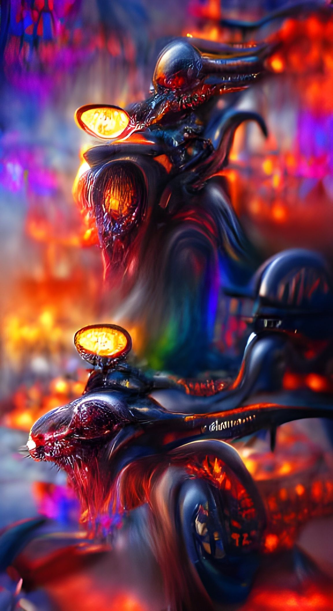 Zombie Mutant Rides Flaming Motorcycle into Hell