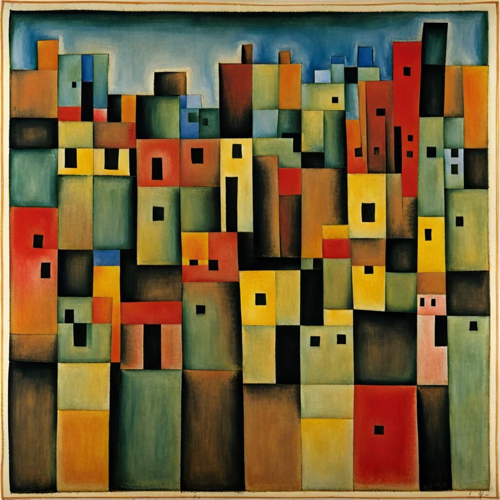 Abstract Cityscape Inspired by Klee's Style