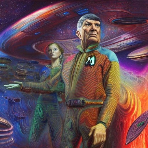 Spock Monochromatic Concrete Art with Astral Details