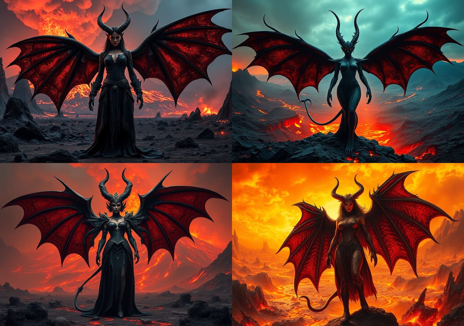 Imposing Woman Demon in Volcanic Wasteland