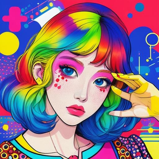Disco Pop Manga Portrait in Abstract Style