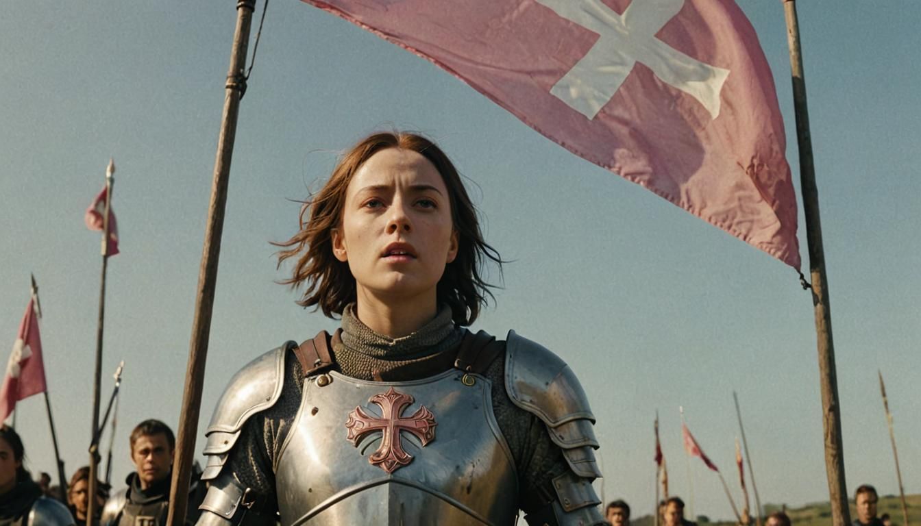 Joan of Arc Leads Charge in Golden Light