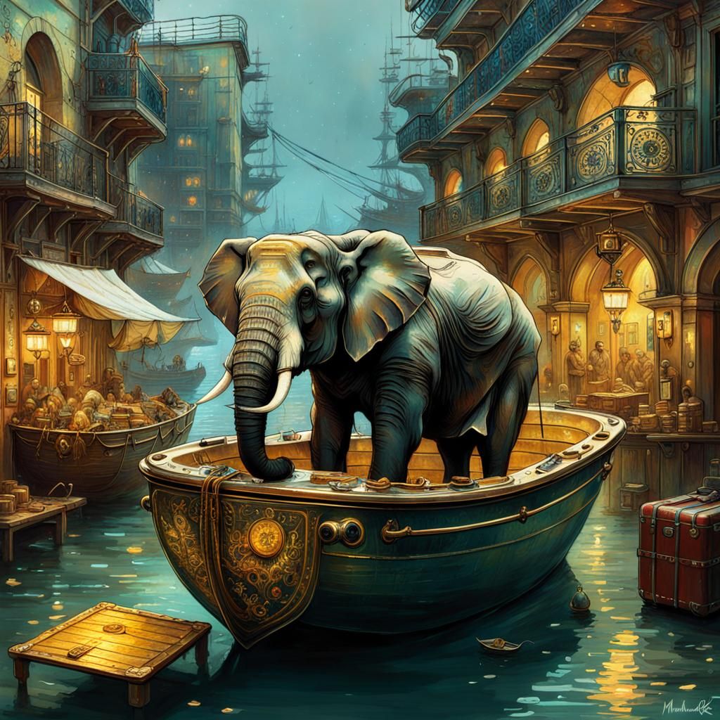 Elephant Opera Night: A Hyperdetailed Digital Painting