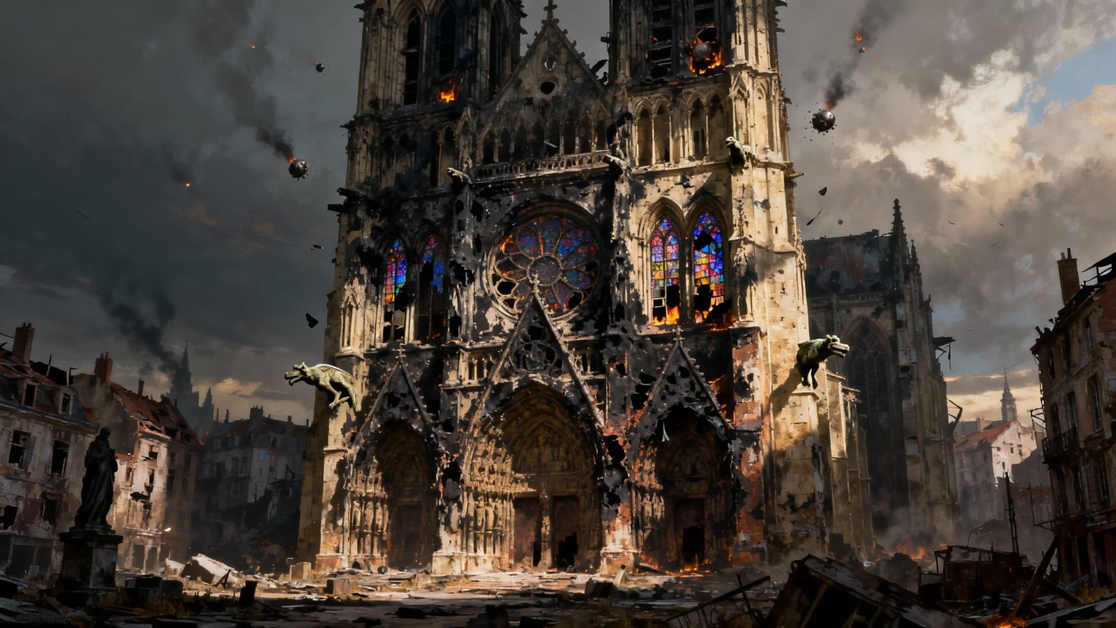 Post-Apocalyptic Bourges Cathedral Stands Proud Amidst Ruins