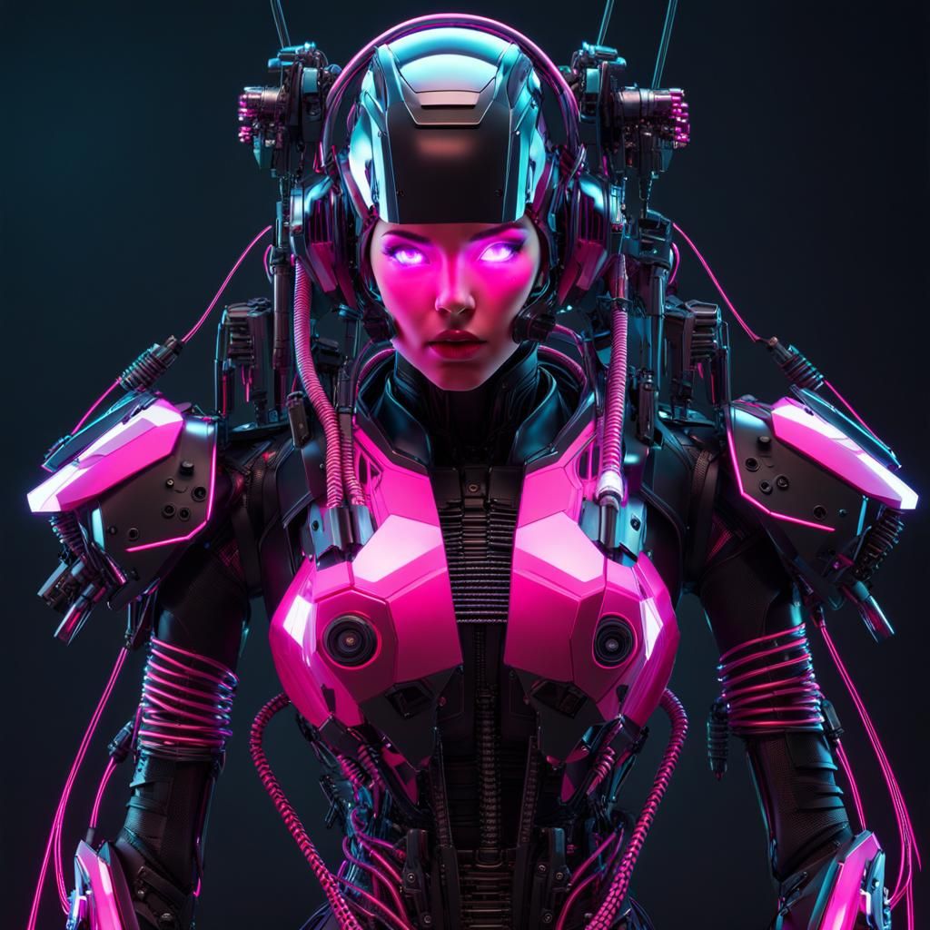 Cyberpunk Girl in Bio-Mechanical Armor