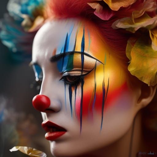 Crying Clown in Chiaroscuro Style