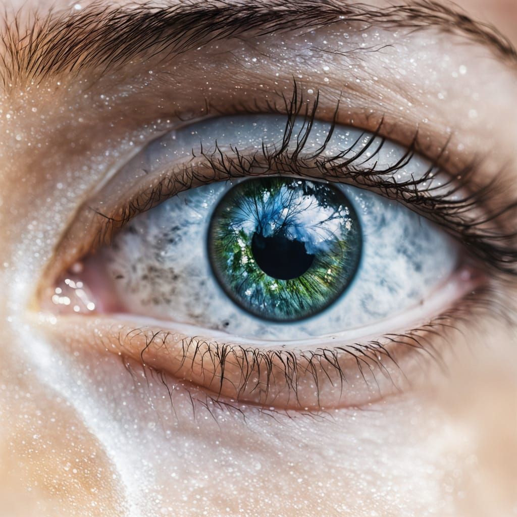 Eye With Waterfall Double Exposure