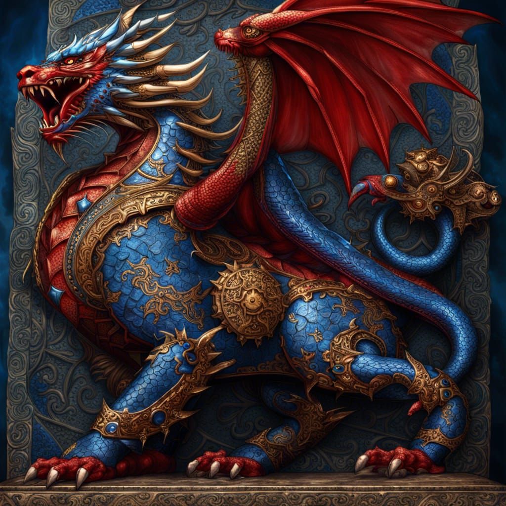 Seven-Headed Dragon and Paladin Battle