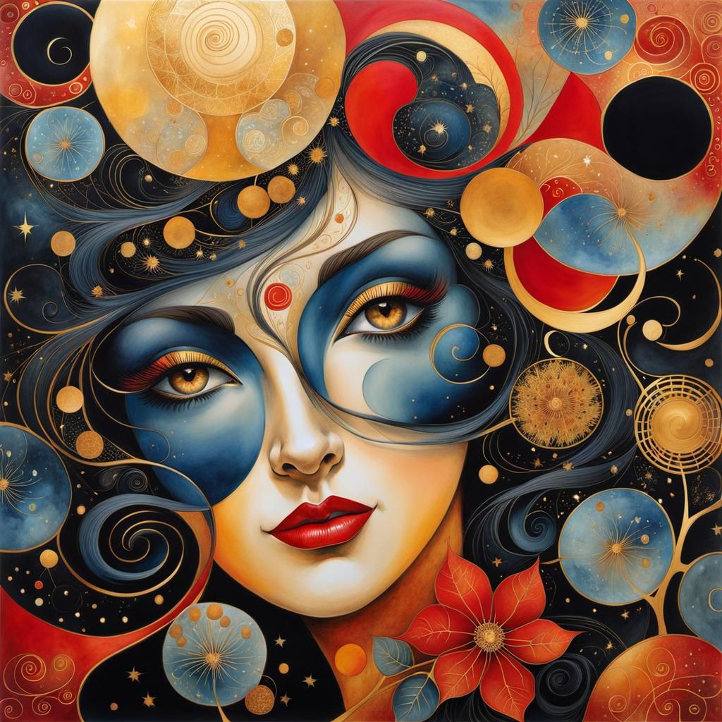 Double Exposure Portrait with Birds in Watercolour Style