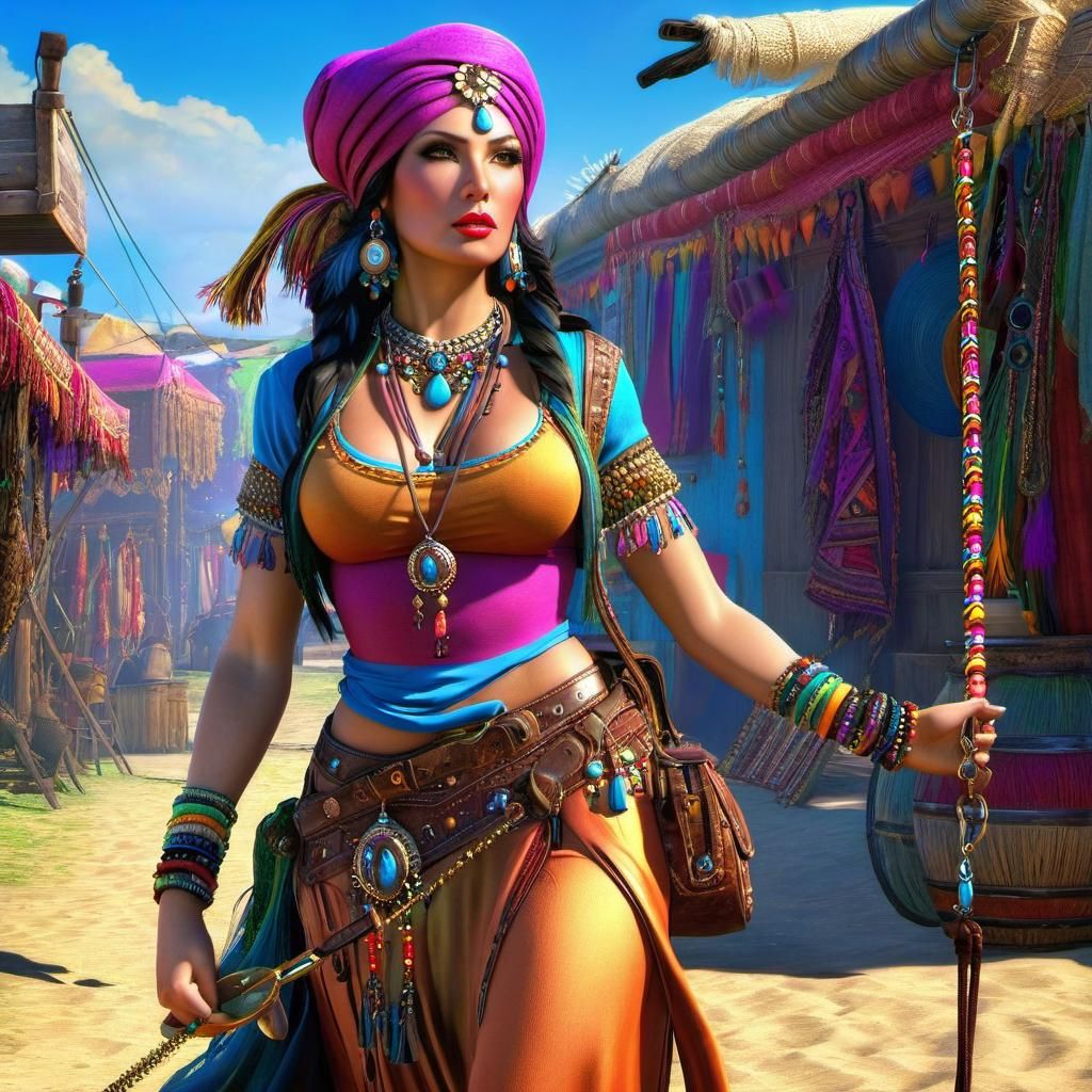 Otherworldly Gypsy Woman on a Tight Leash