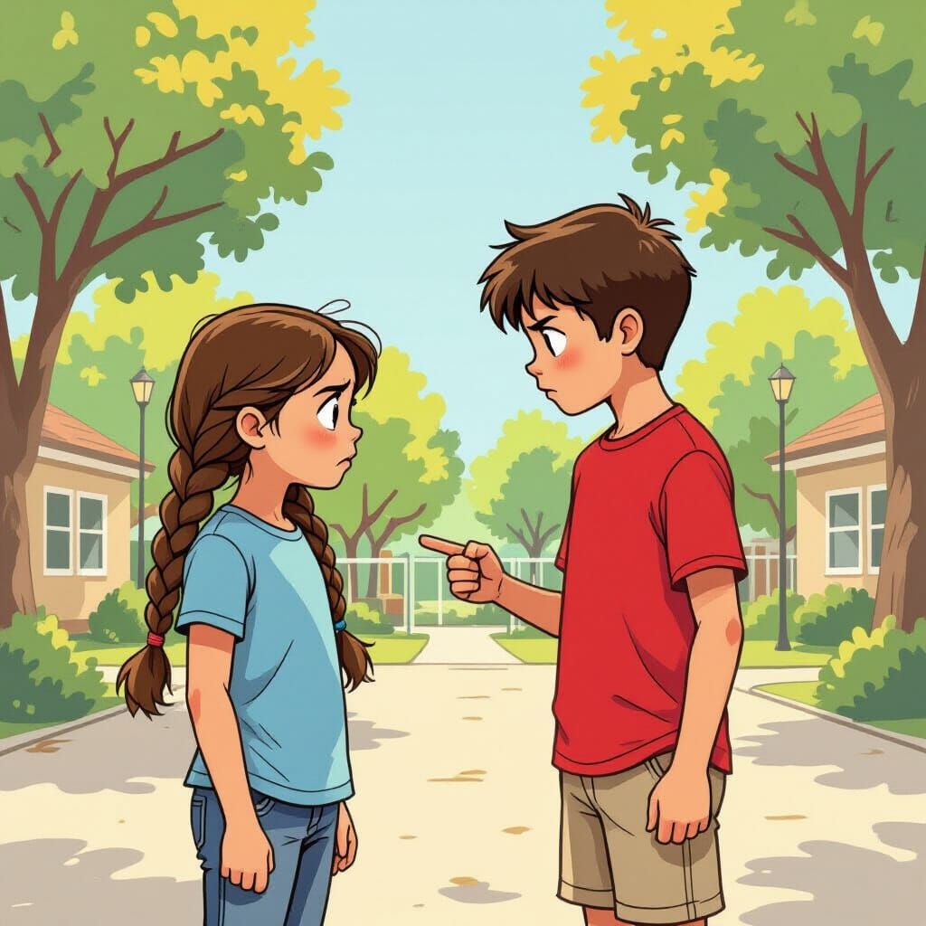 Heartfelt Illustration of Bullying in School Playground