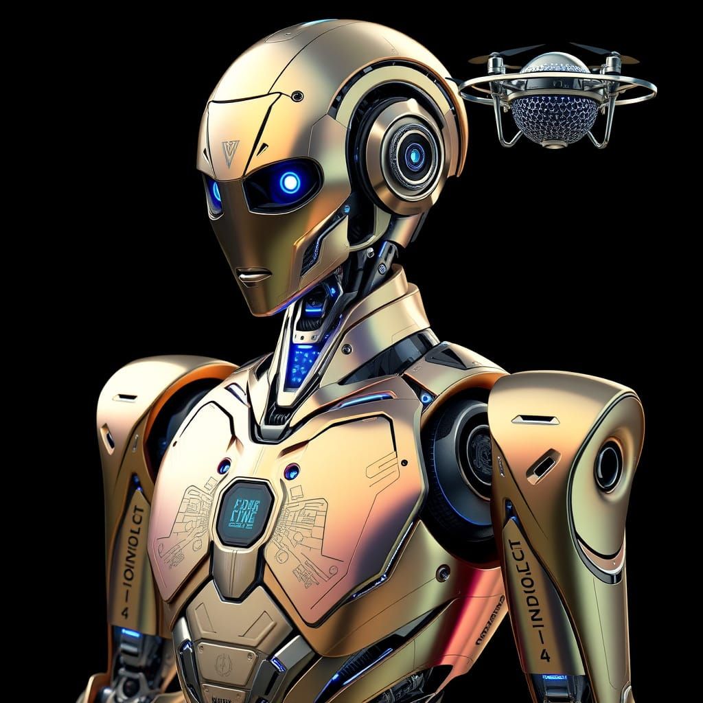 Adaptable Futuristic Robot with Iridescent Panels