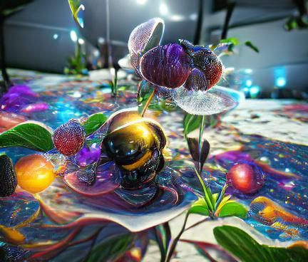 Bees in a Cosmic Garden with Soap Bubbles