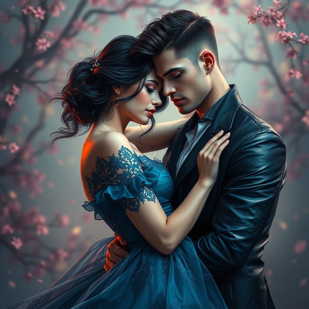 Hyperrealistic Portrait of a Romantic Couple in a Whimsical ...