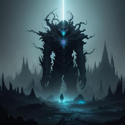 Nightmarish Golem with Ethereal Glowstone Energy