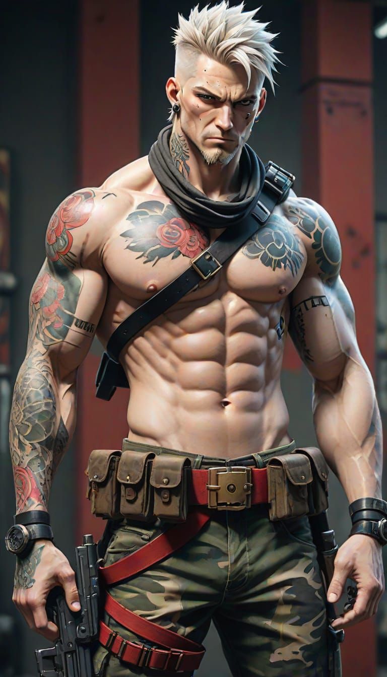 Anime Bryan Fury with Gatling Gun