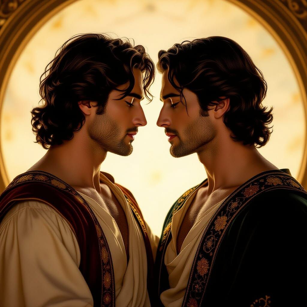Romantic Portrait of Two Men in Renaissance Style