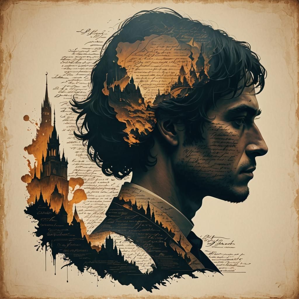 Burns Silhouette with Calligraphic Inscriptions